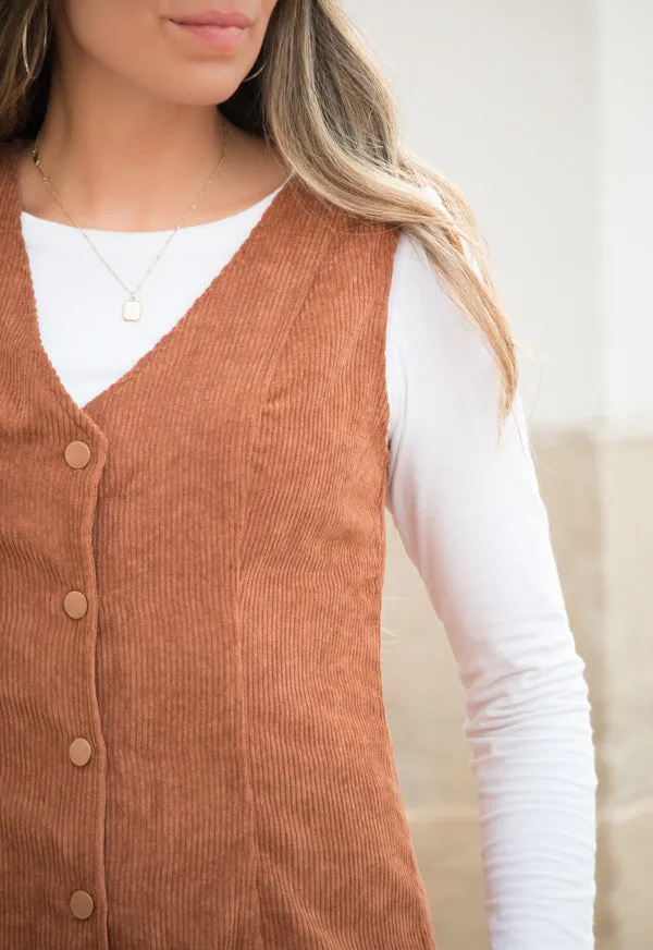 Corduroy Button Dress