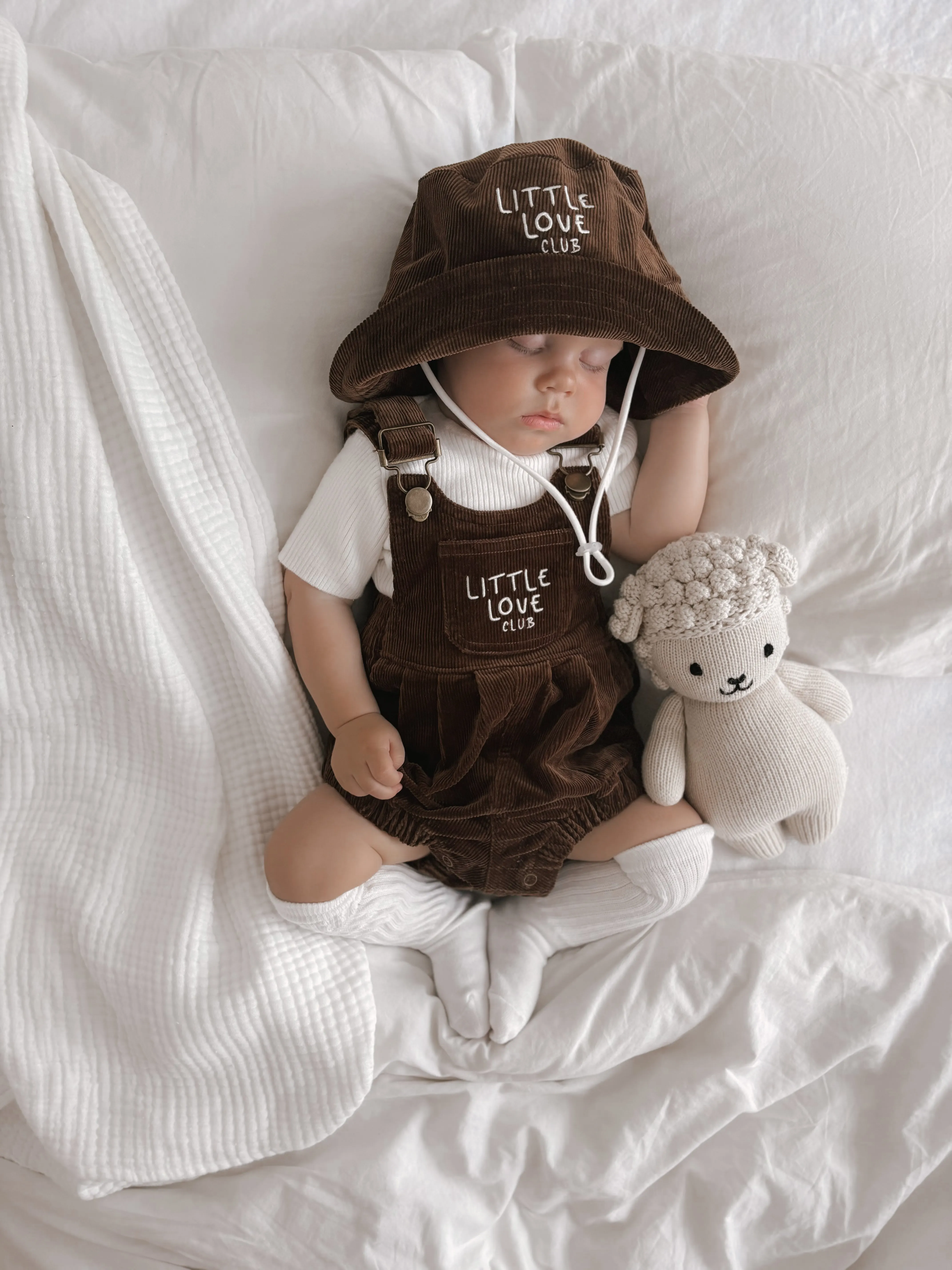 Corduroy 'Little Love Club' Overalls - Brown