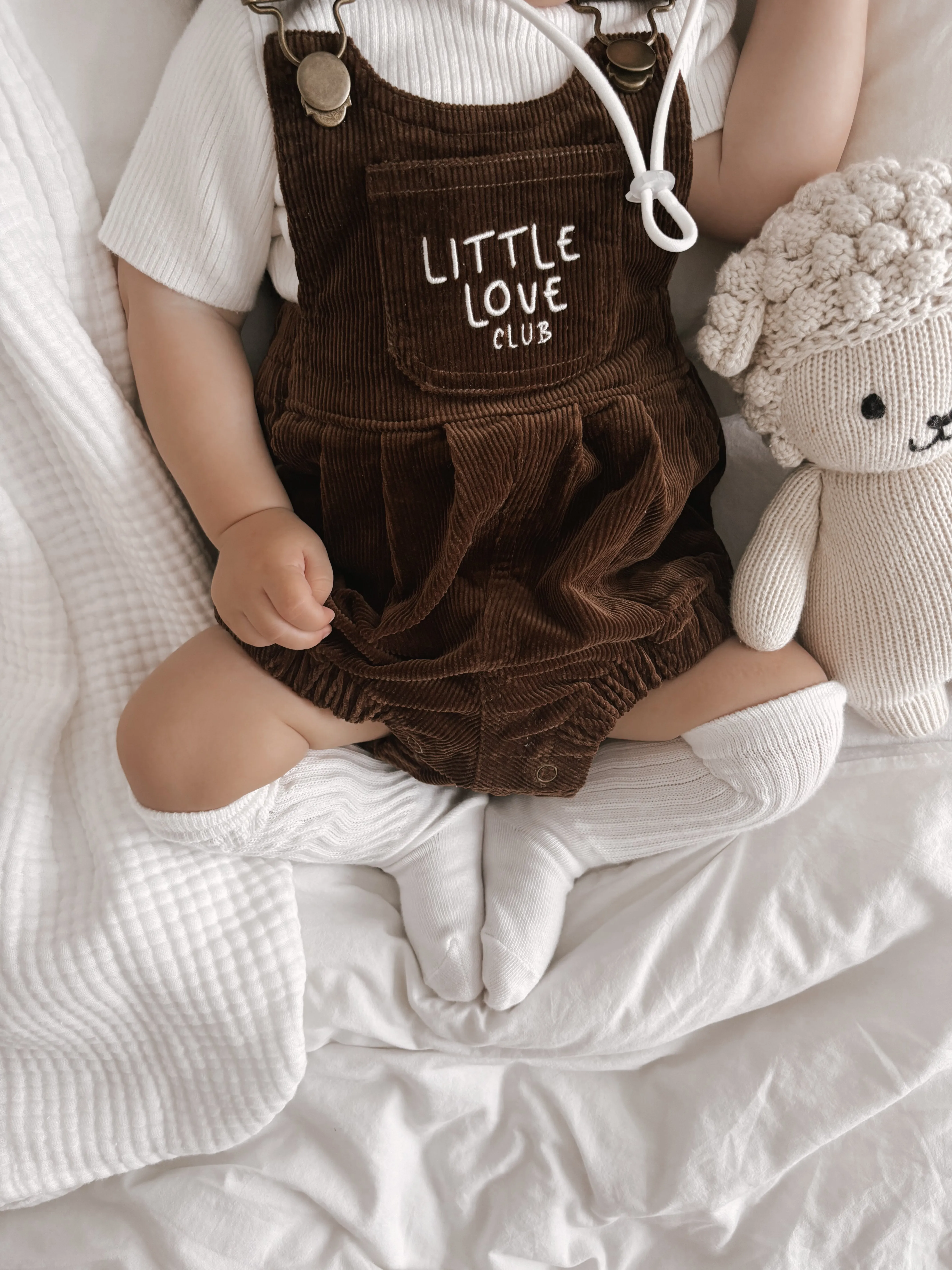 Corduroy 'Little Love Club' Overalls - Brown