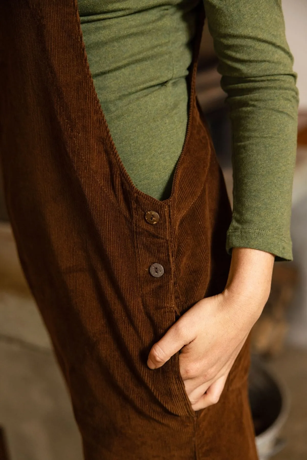 Corduroy Overalls - Walnut