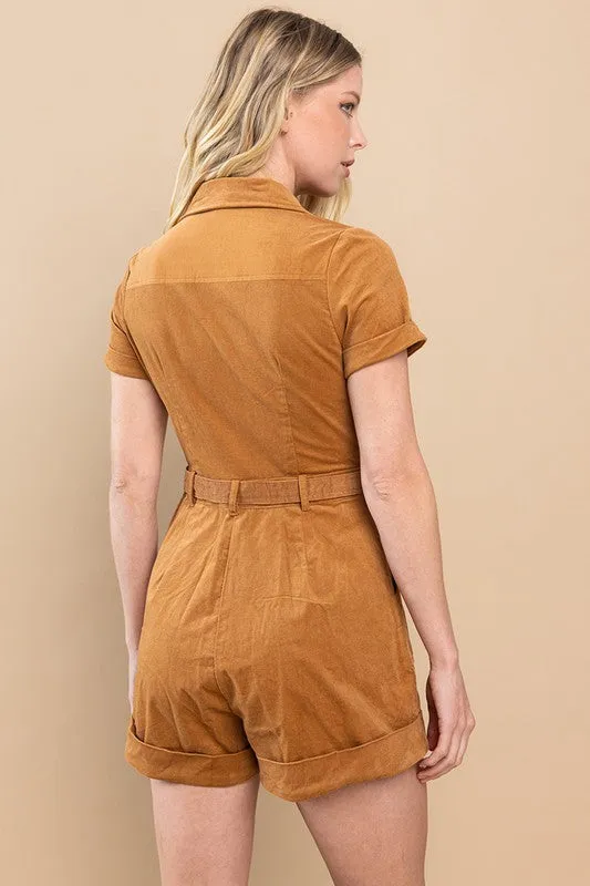 Corduroy Shorts Romper