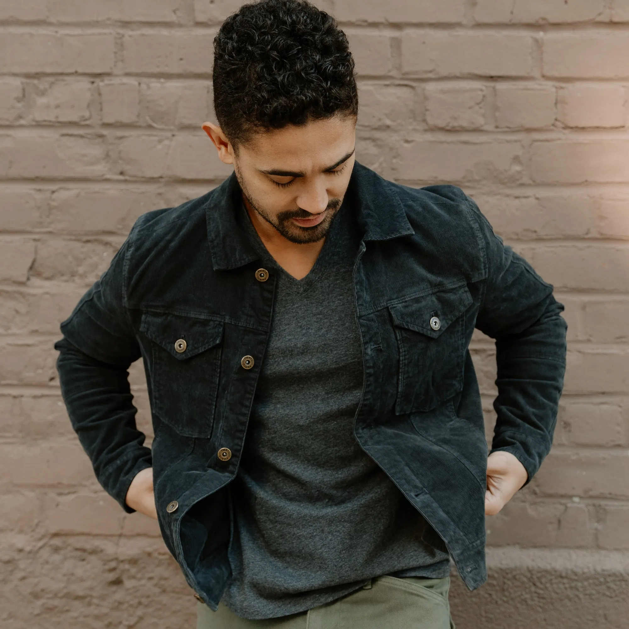 Corduroy Trucker Jackets - Black