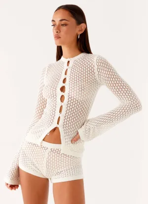 Molly Crochet Cardigan - Ivory Soft Sweater