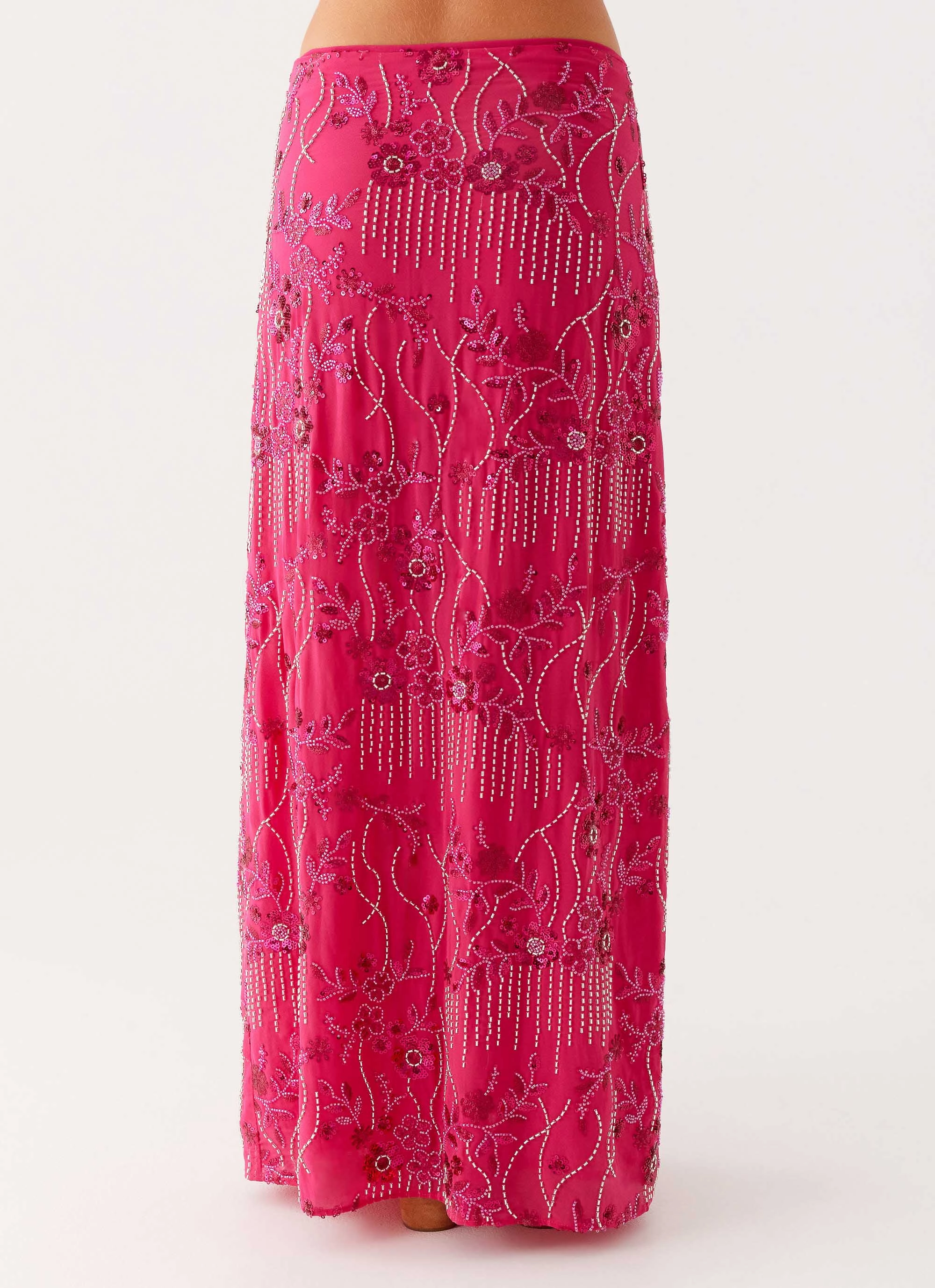 Corinna Low Rise Sequin Maxi Skirt - Fuchsia Outfit Flow