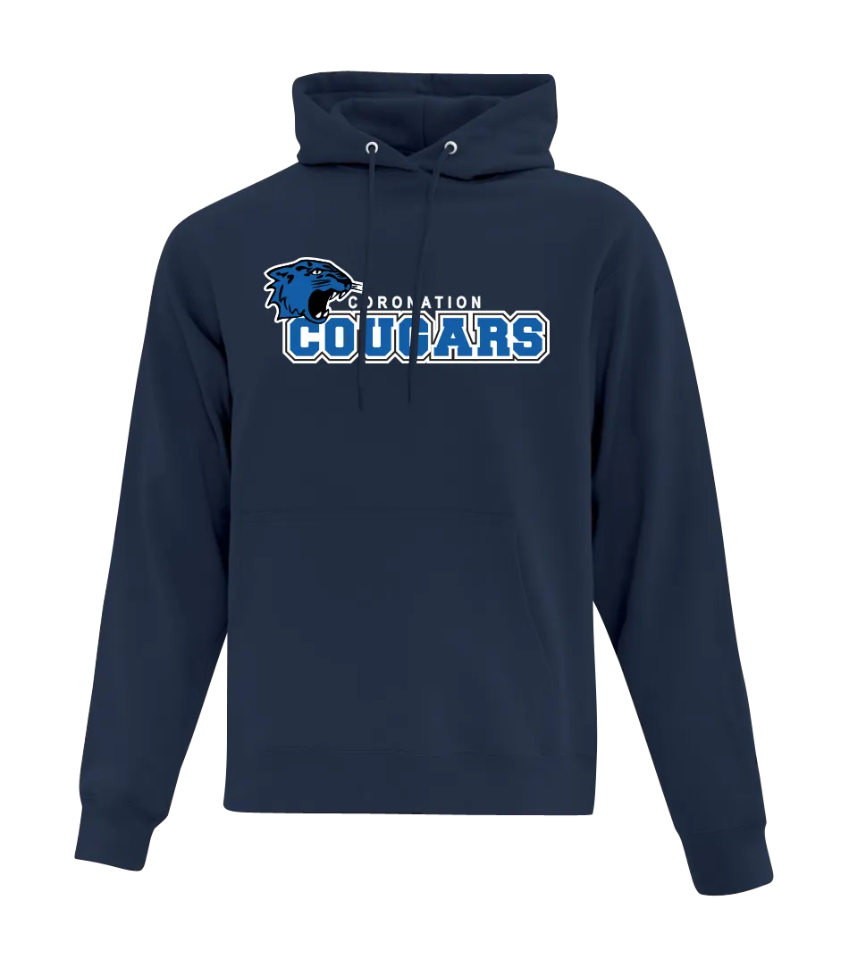 Coronation Cougars Youth Cotton Pull Over Hooded Sweatshirt with Embroidered Logo