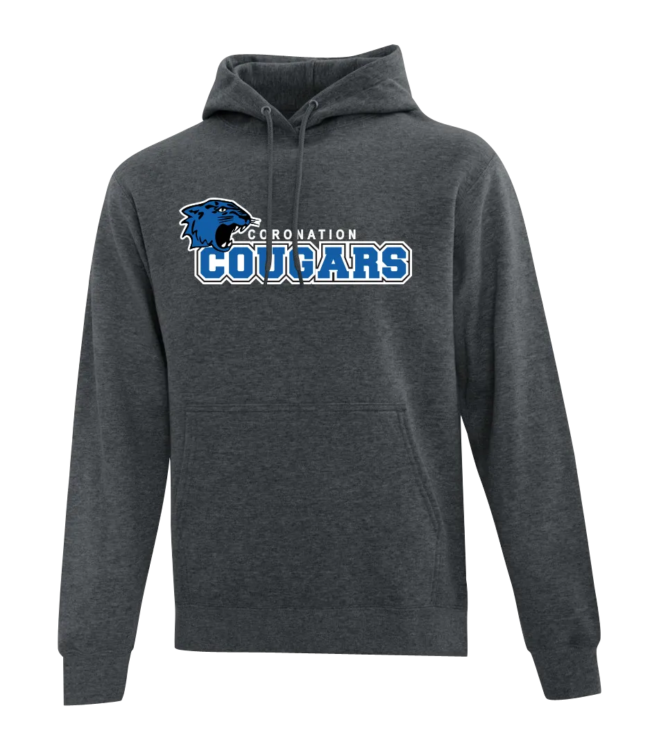 Coronation Cougars Youth Cotton Pull Over Hooded Sweatshirt with Embroidered Logo