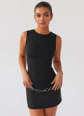 Cosmic Chic Mini Dress - Black Subtle Charm
