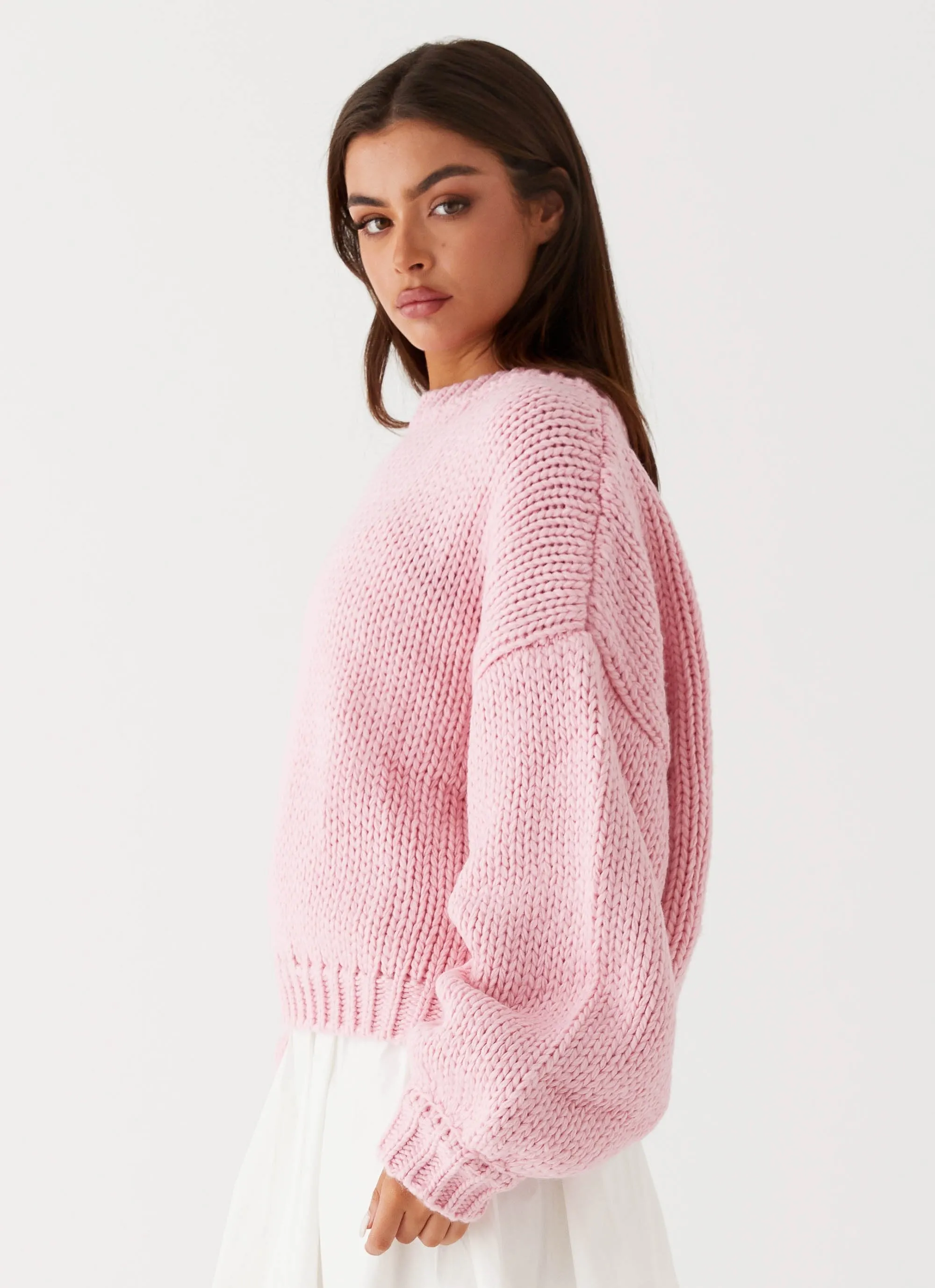 Costella Knit Sweater - Pink Trendy Cardigan