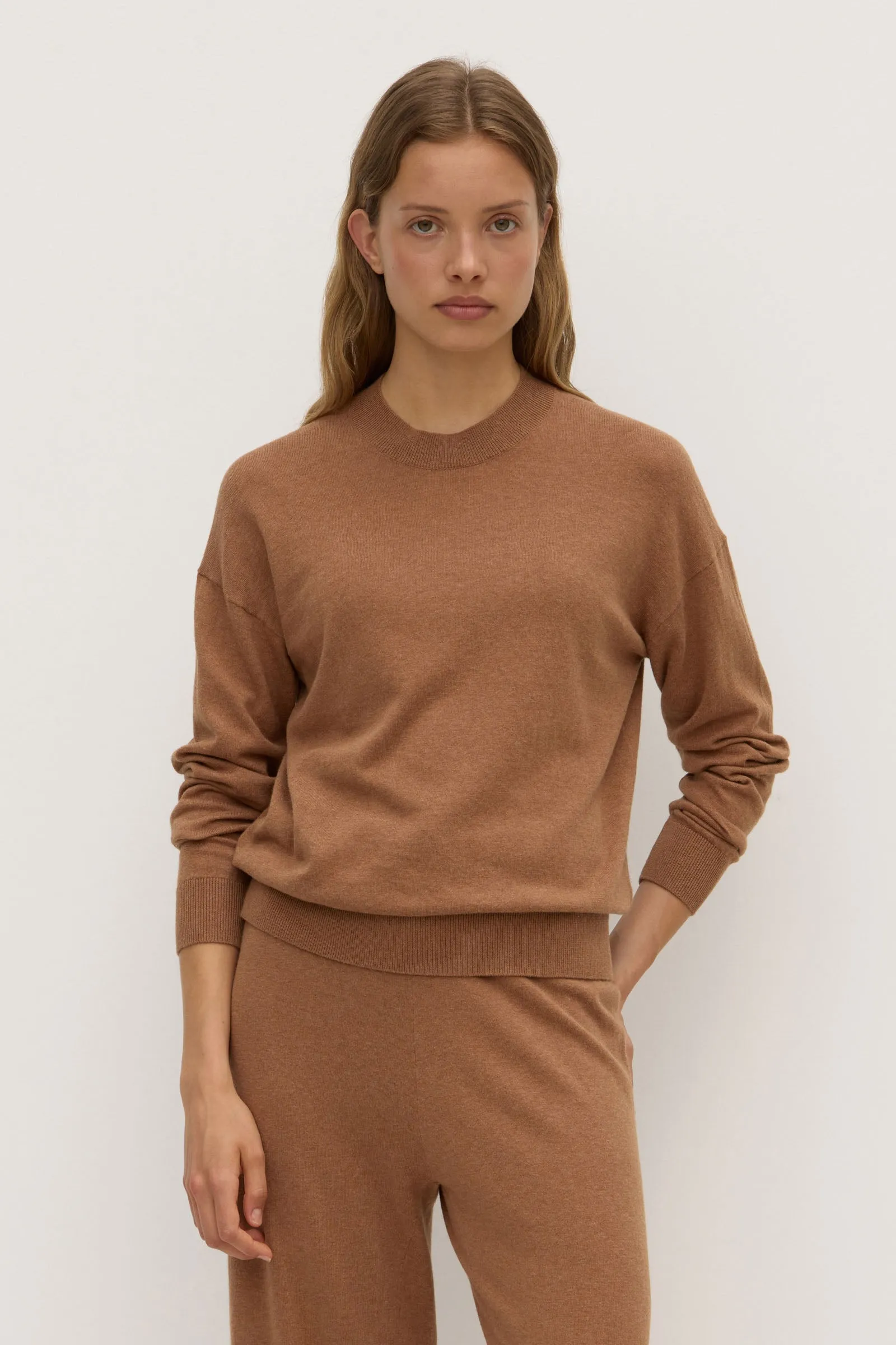 Airflow Mesh Insert BondedHemline Cotton Cashmere Sweater