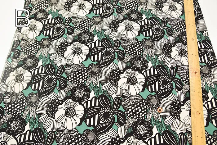 Cotton Corduroy Printed Fabric - Art Flower