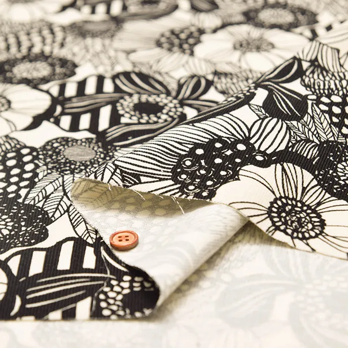 Cotton Corduroy Printed Fabric - Art Flower