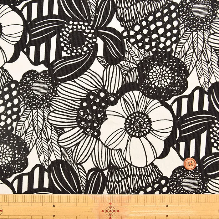 Cotton Corduroy Printed Fabric - Art Flower