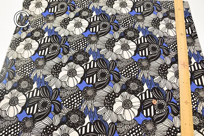 Cotton Corduroy Printed Fabric - Art Flower