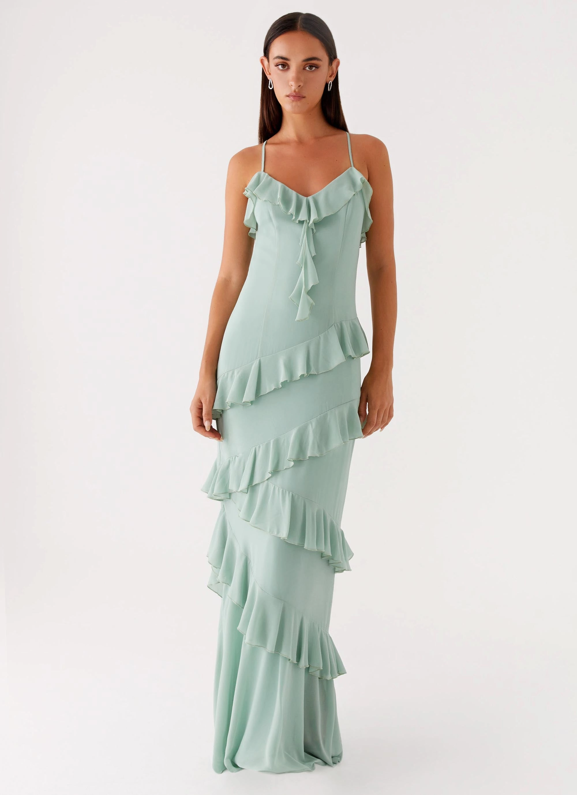 Relaxed Layer Fashion Forward Country Club Maxi Dress - Sage