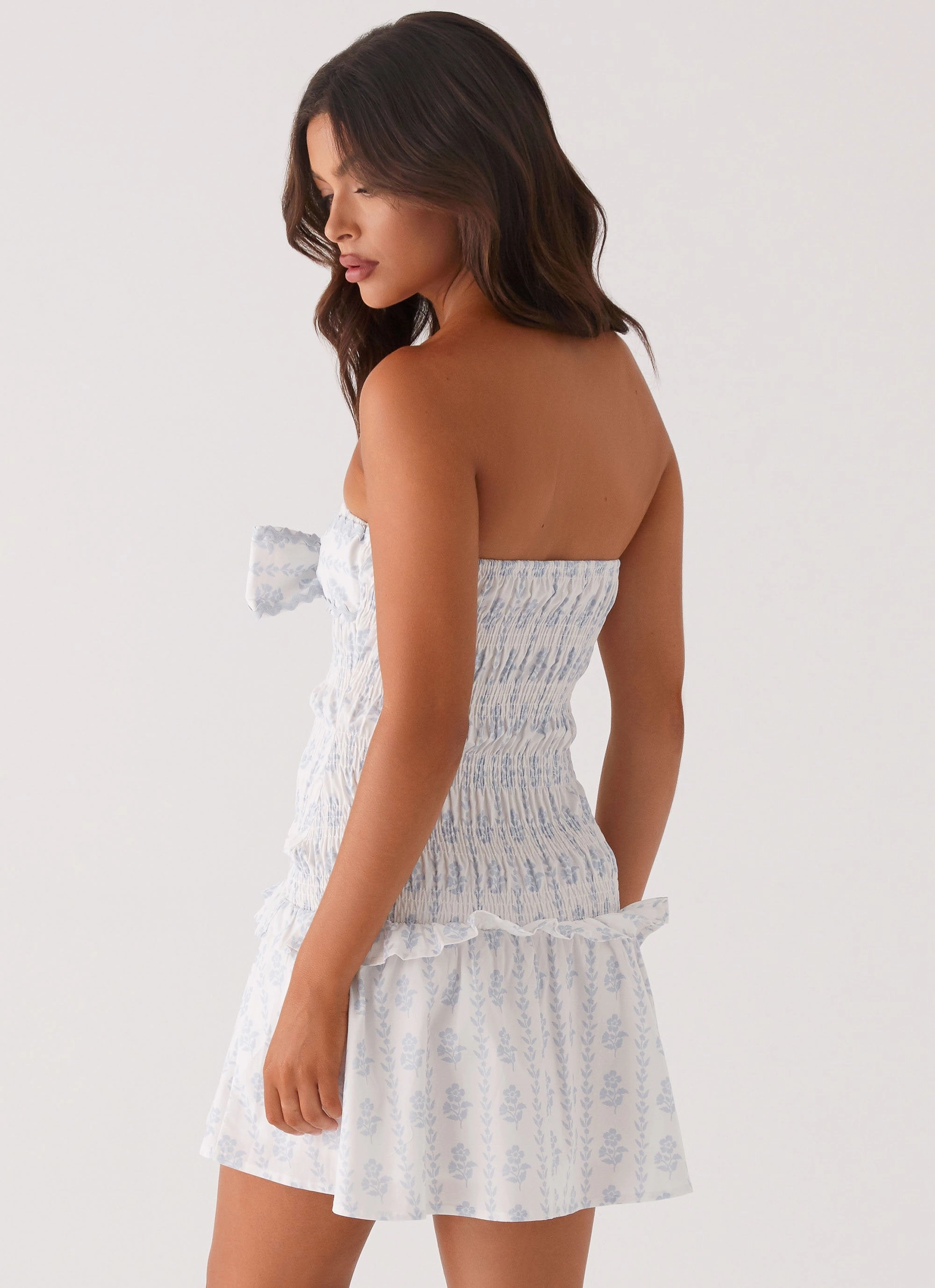 Feminine Fit Izi Shirred Mini Dress - Sweet Daydream Print