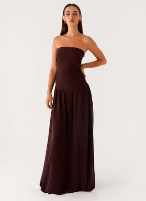 Covia Strapless Maxi Dress - Dark Chocolate Festive Mood Perfect Mood