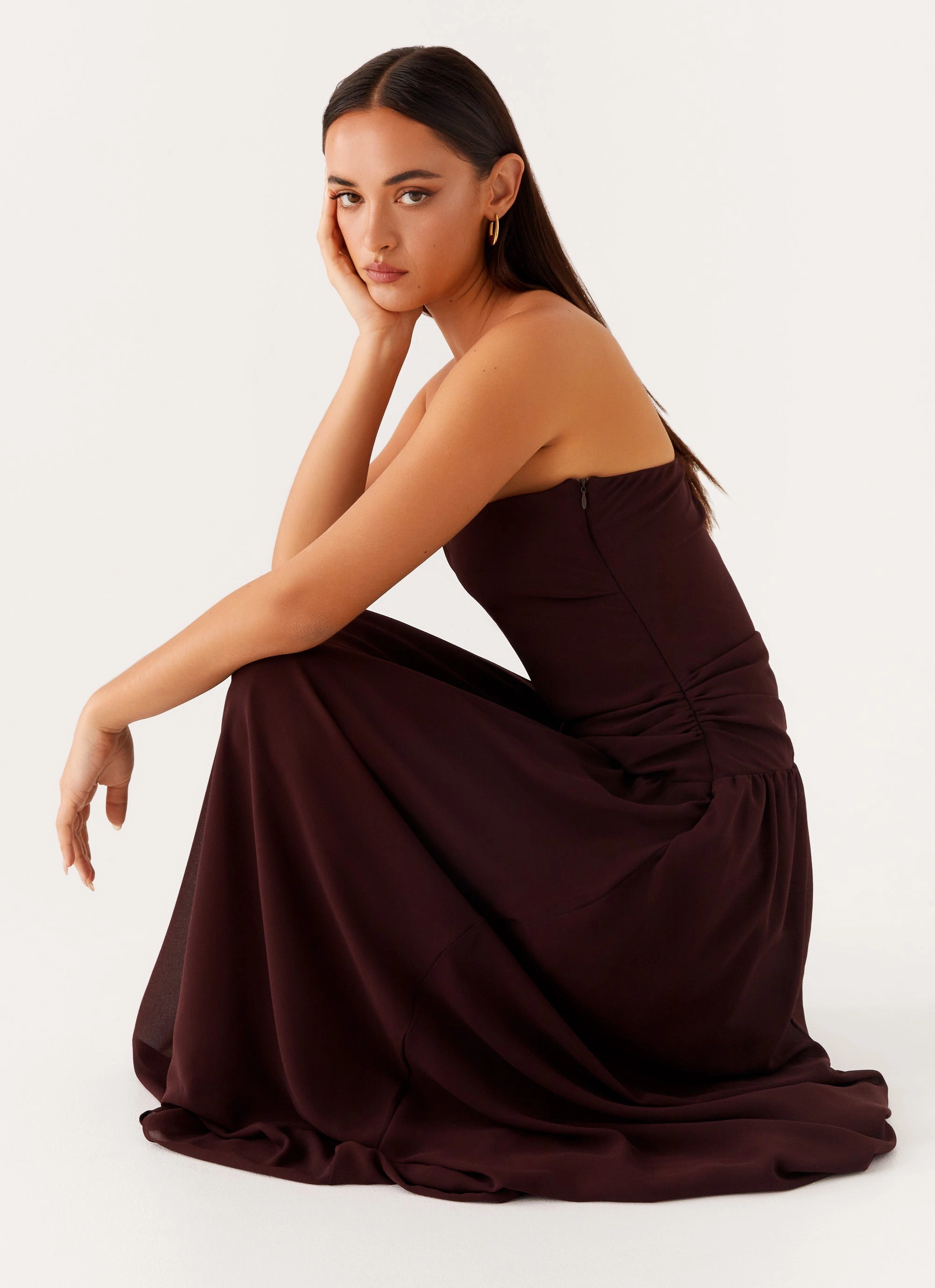 Travel Essential Covia Strapless Maxi Dress - Dark Chocolate