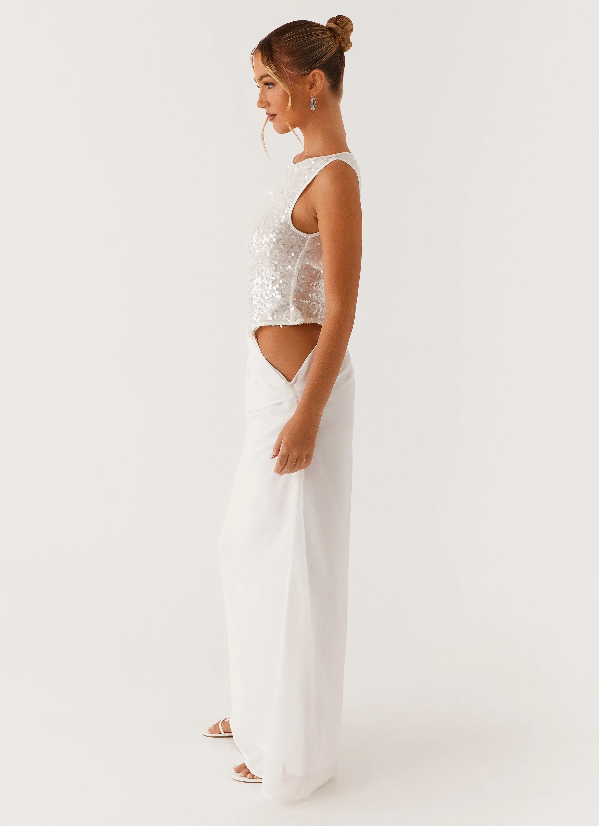 Above Ground Sequin Maxi Dress - White Comfortable Look