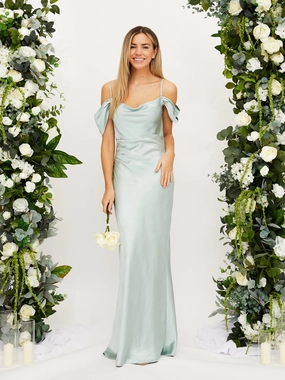 Cowl Neck Maxi Satin Dress / Sage Flexible Mood