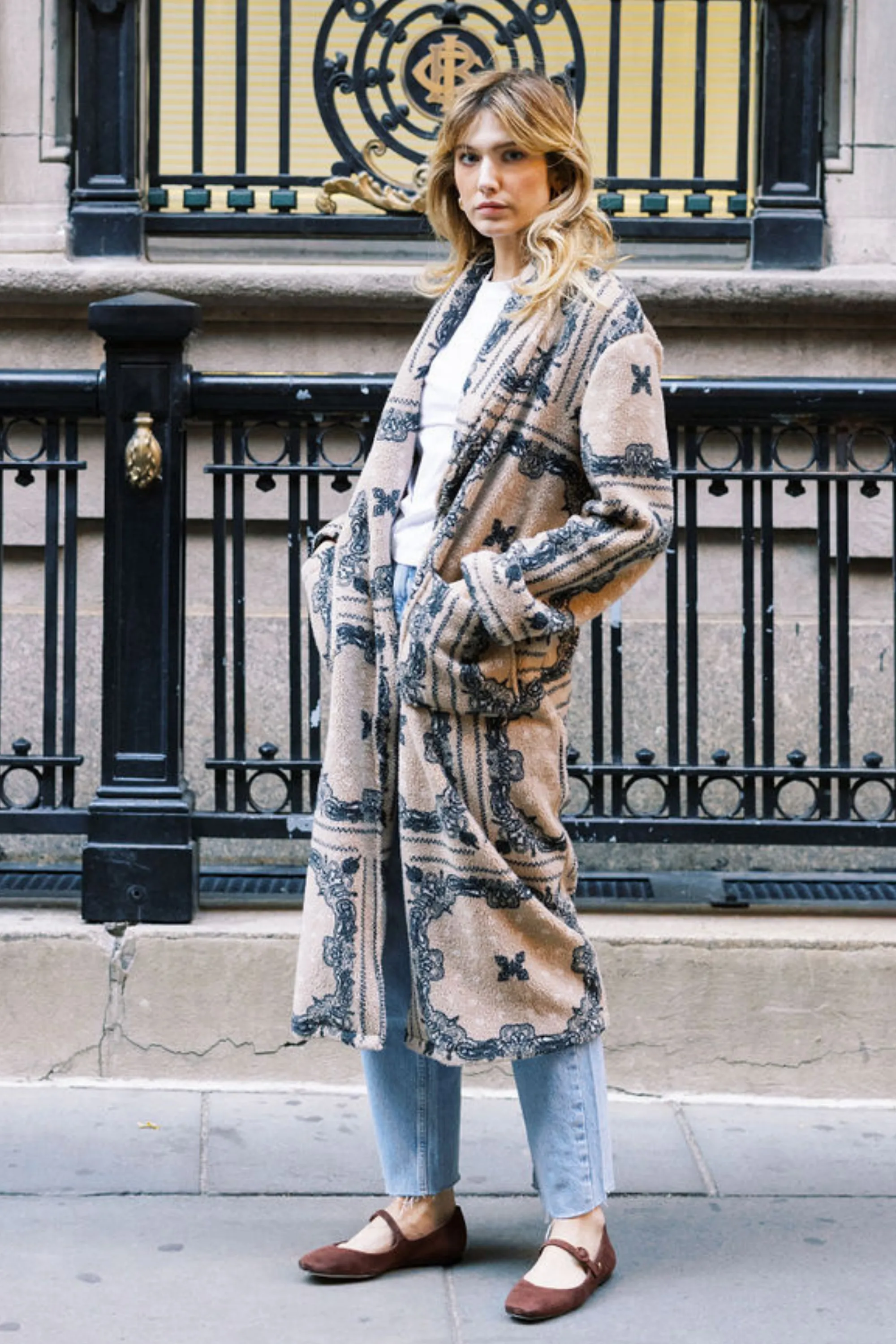 MASON'S DAUGHTER | Coco Robe Coat, Cream Bandana Print Effortless Layer Ultimate Comfort