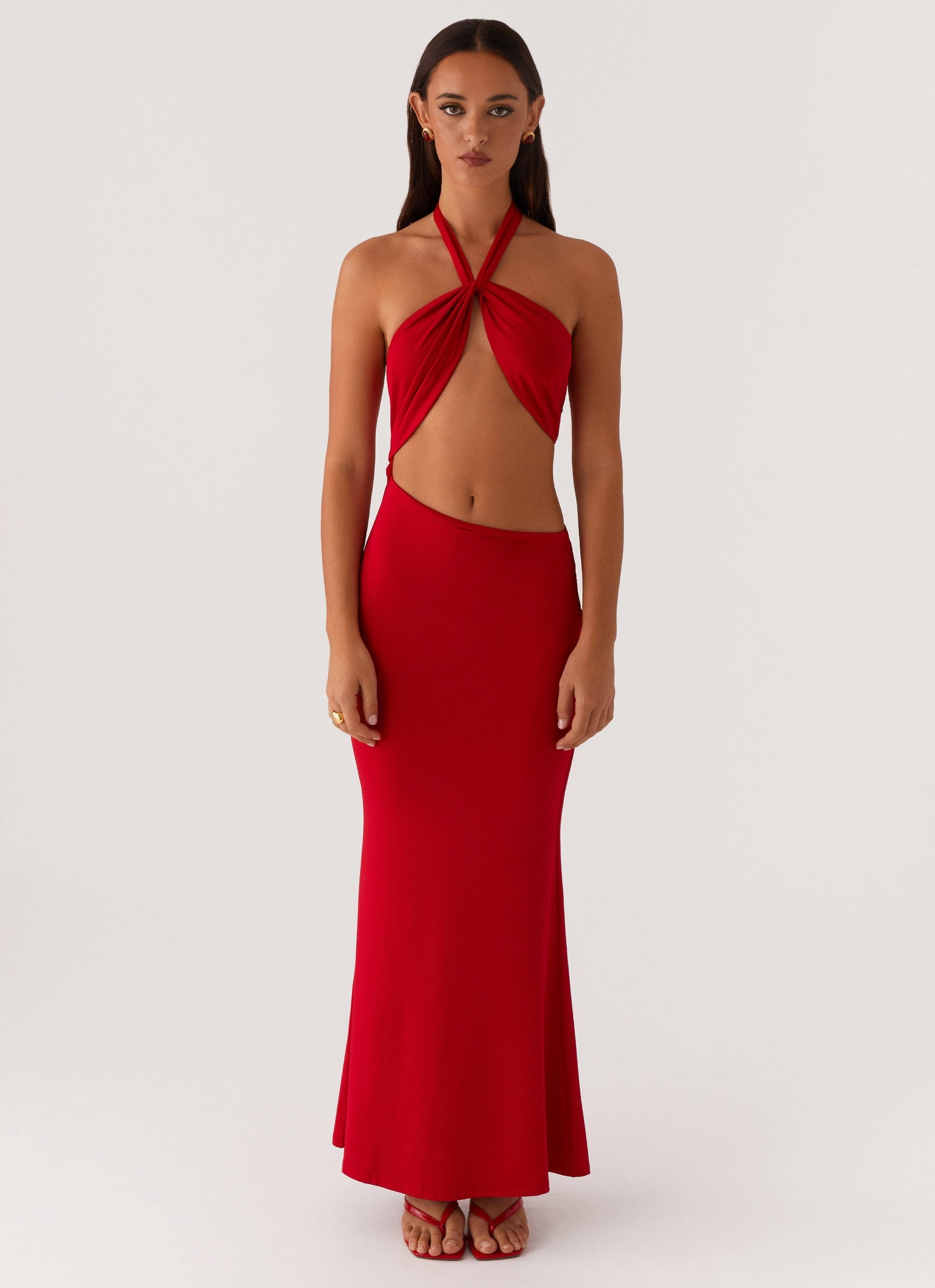 Its Obvious Maxi Dress - Red Trend Detail Polished and Elegant