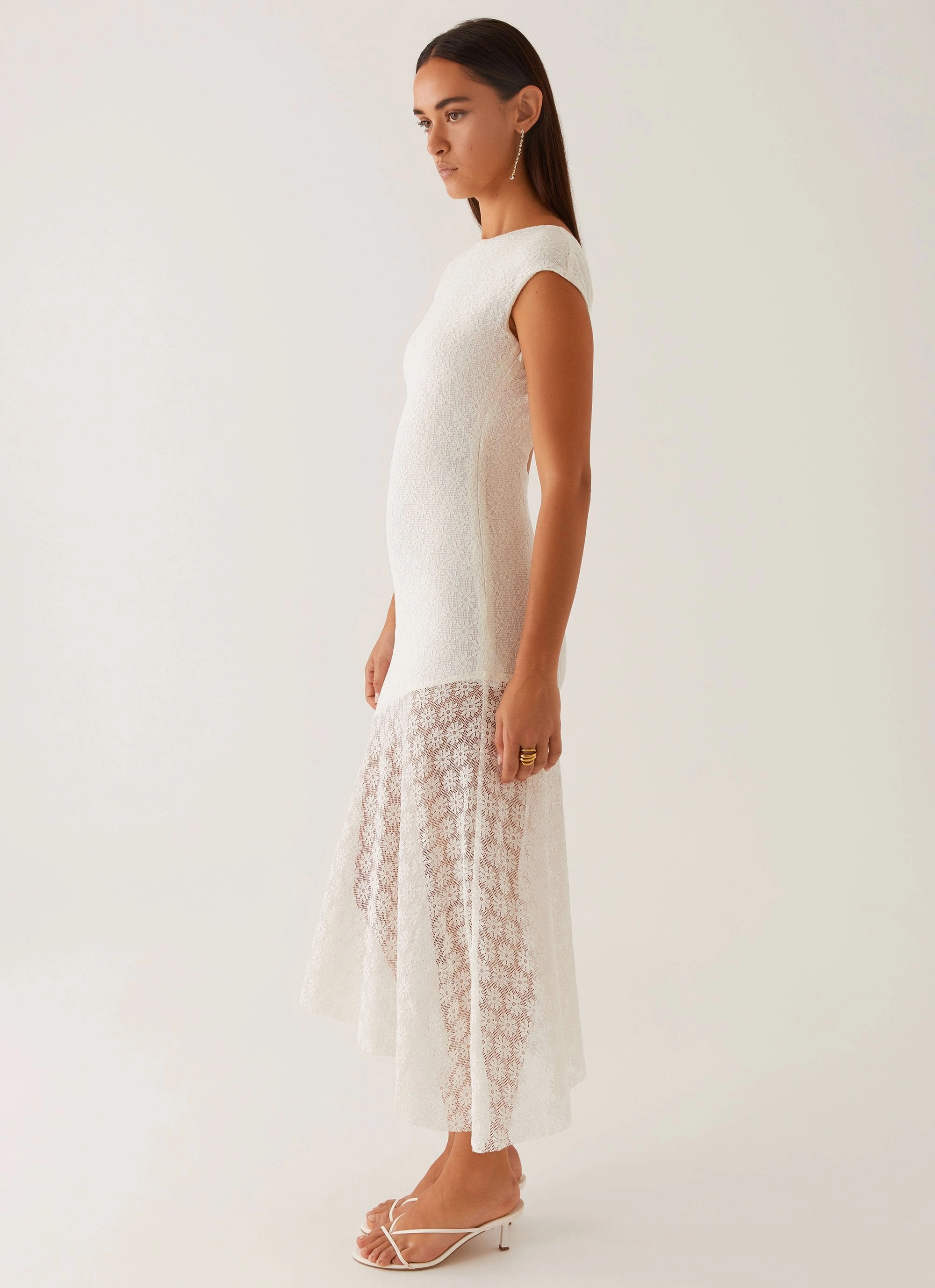 Arielle Open Back Midi Dress - White Mature Glam
