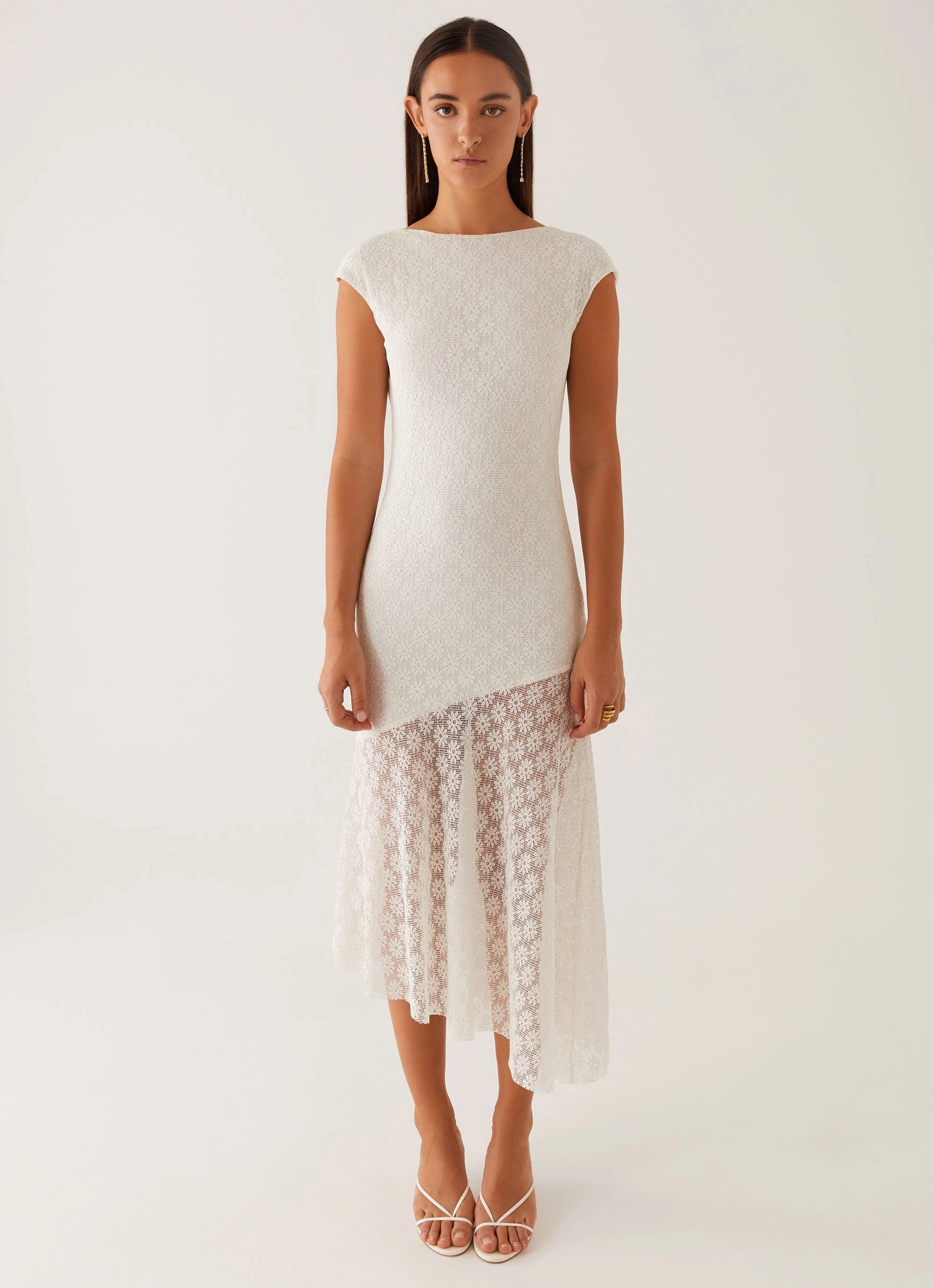 Arielle Open Back Midi Dress - White Flexible Style