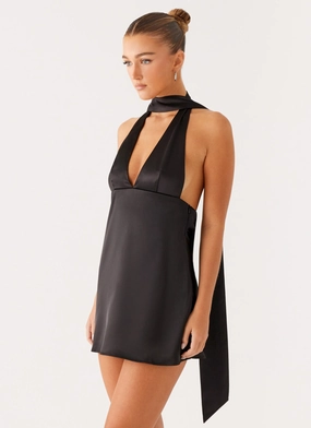 Light Comfort All Wear Alicia Satin Halter Mini Dress - Black