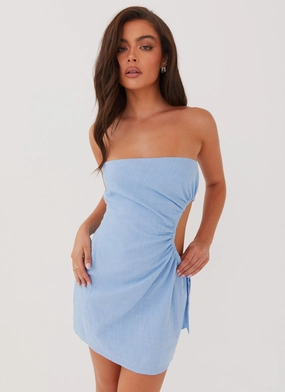 Clean Outfit Rosella Linen Mini Dress - Blue