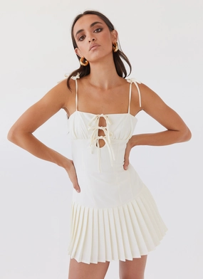 Love Seeker Corset Mini Dress - Ivory Grace Base Easy Going