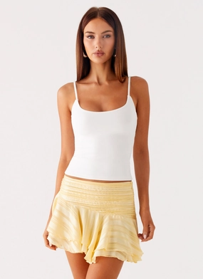Willow Chiffon Mini Skirt - Yellow Aesthetic Look