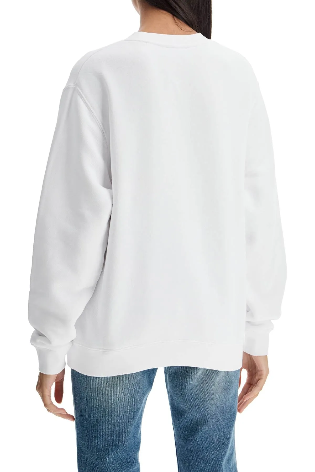 crewneck sweatshirt with OWBA055F24FLE004 WHITE - BLACK