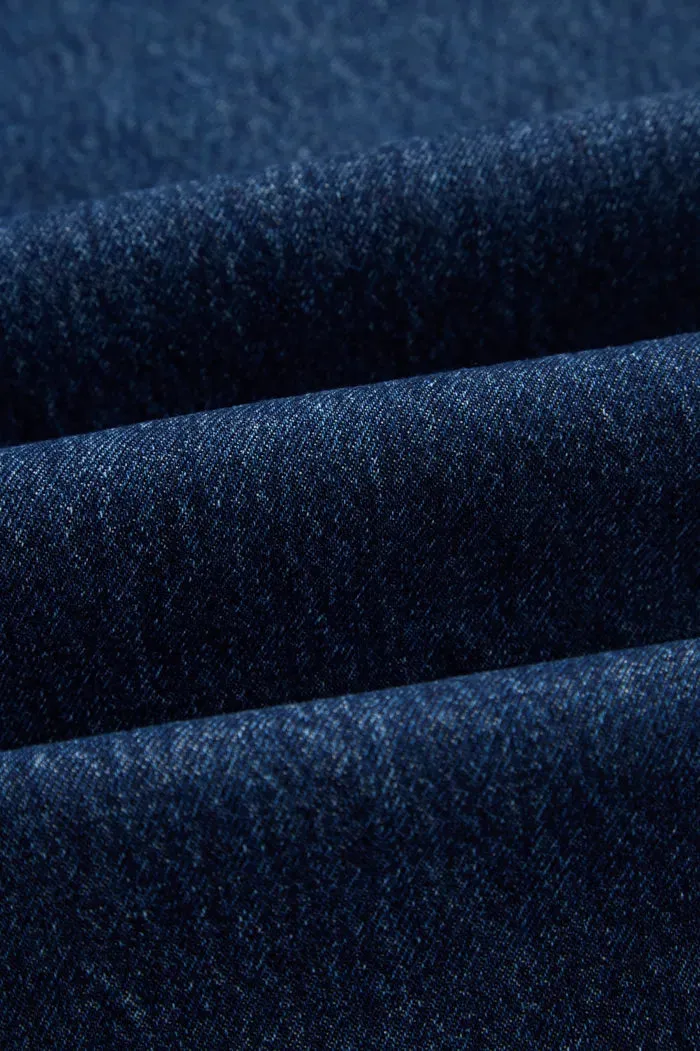 Crisp Removable Belt Straight Jeans in Washed Cotton Denim