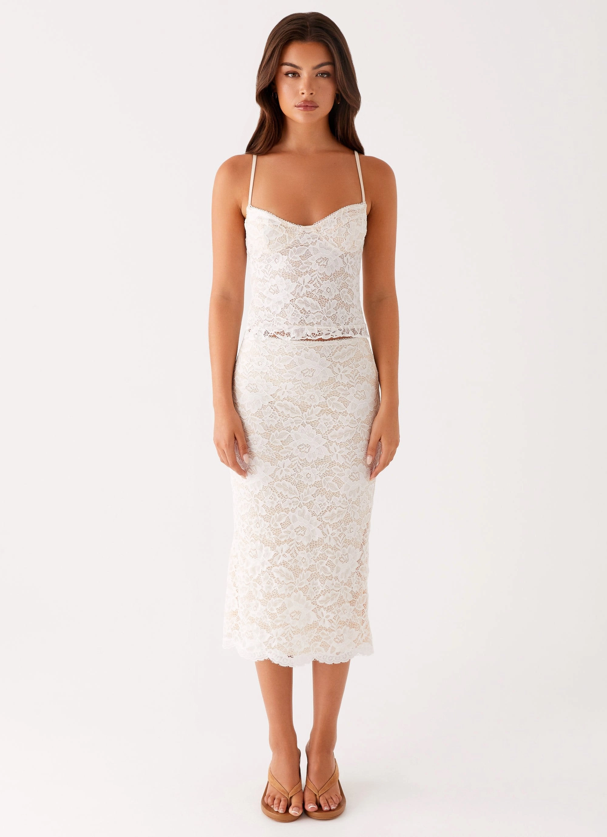 Crystal Clear Lace Midi Skirt - Ivory Weekend Style
