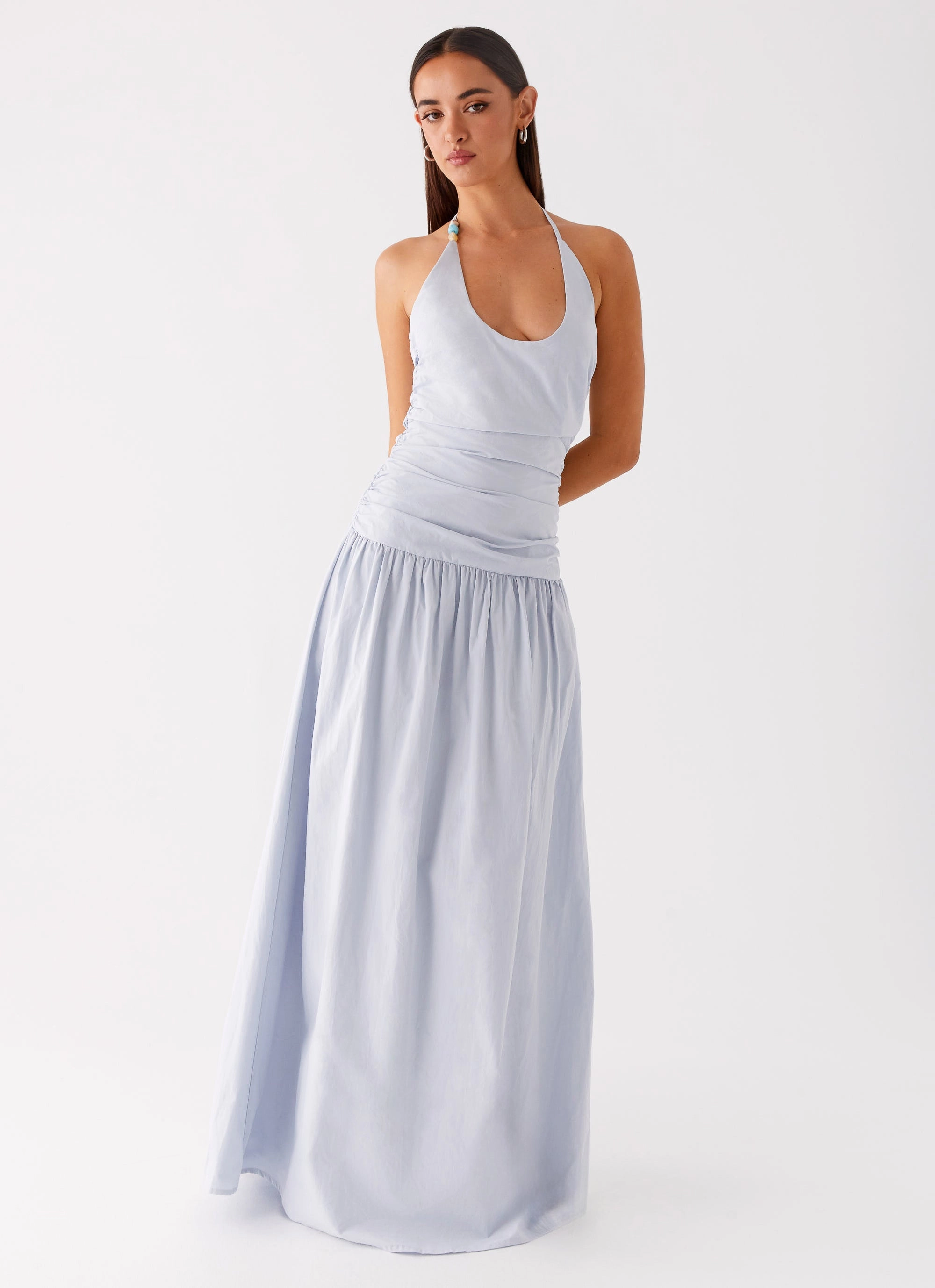 Cristina Halter Maxi Dress - Cornflower Blue sweet moment