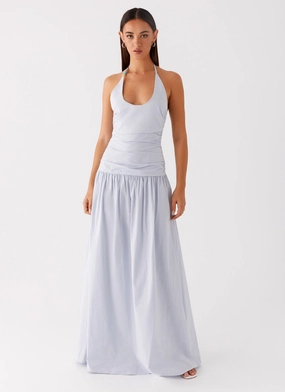 Urban Style Breezy Comfort Cristina Halter Maxi Dress - Cornflower Blue