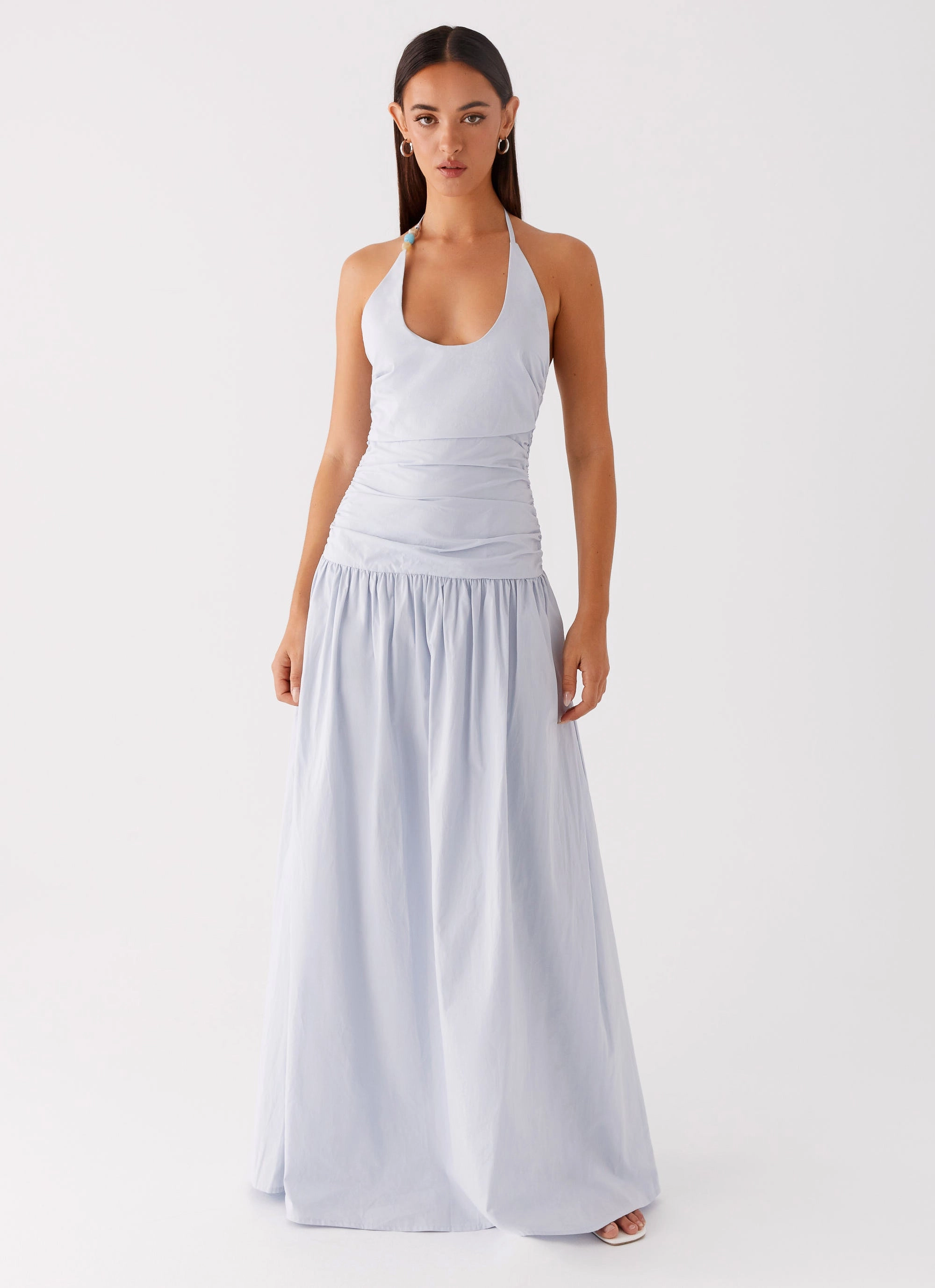 Urban Style Breezy Comfort Cristina Halter Maxi Dress - Cornflower Blue