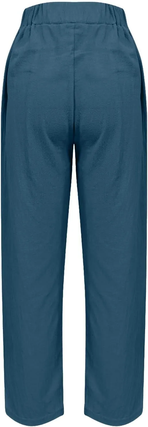 Cropped Wide Leg Pants for Women Tailored Pants Elastic Waist Pant Drawstring Pants Journey Flowy Beach Pants