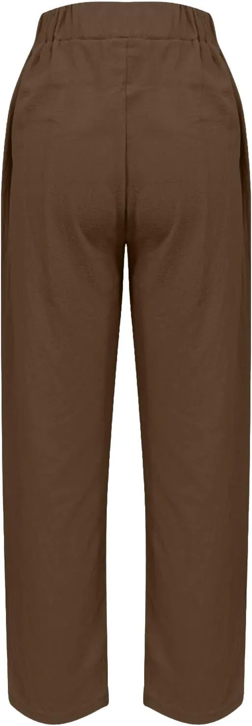 Cropped Wide Leg Pants for Women Tailored Pants Elastic Waist Pant Drawstring Pants Journey Flowy Beach Pants