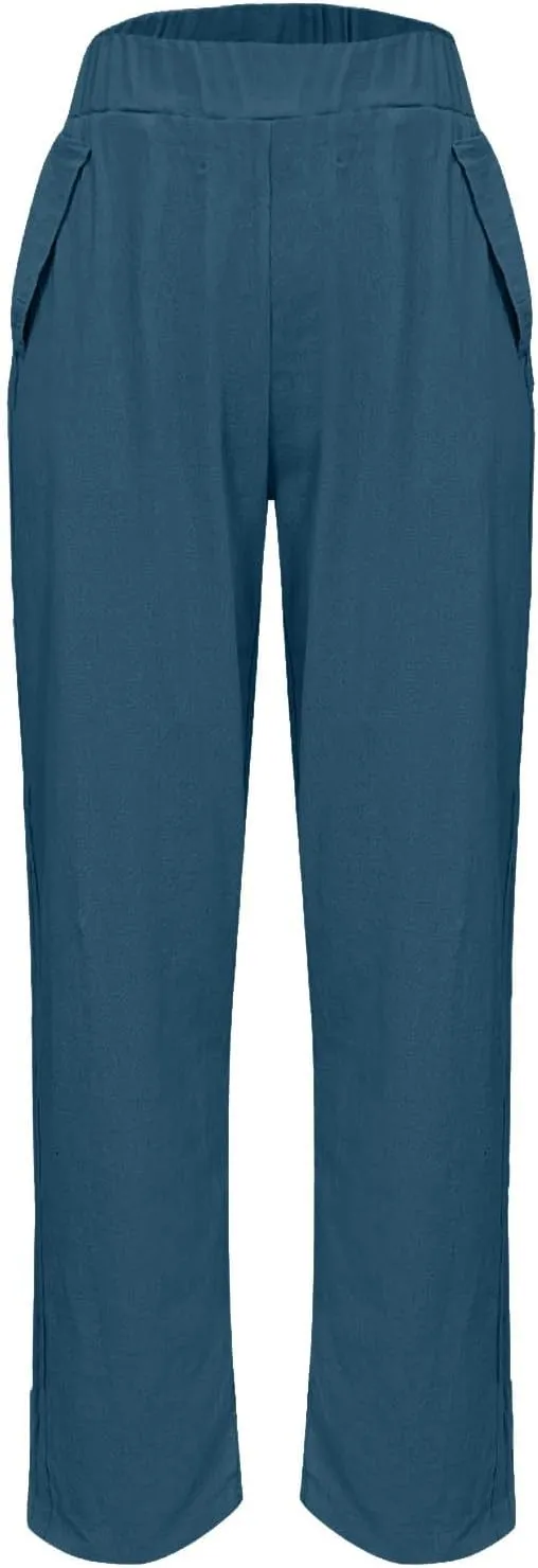 Cropped Wide Leg Pants for Women Tailored Pants Elastic Waist Pant Drawstring Pants Journey Flowy Beach Pants