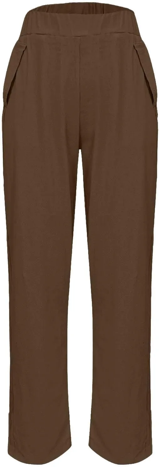 Cropped Wide Leg Pants for Women Tailored Pants Elastic Waist Pant Drawstring Pants Journey Flowy Beach Pants