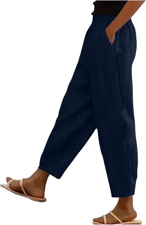 Cropped Wide Leg Pants for Women Tailored Pants Elastic Waist Pant Drawstring Pants Journey Flowy Beach Pants