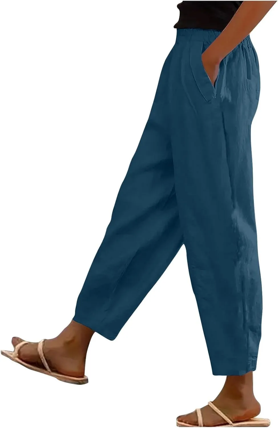 Cropped Wide Leg Pants for Women Tailored Pants Elastic Waist Pant Drawstring Pants Journey Flowy Beach Pants