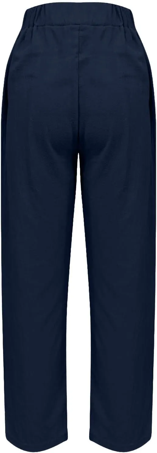 Cropped Wide Leg Pants for Women Tailored Pants Elastic Waist Pant Drawstring Pants Journey Flowy Beach Pants