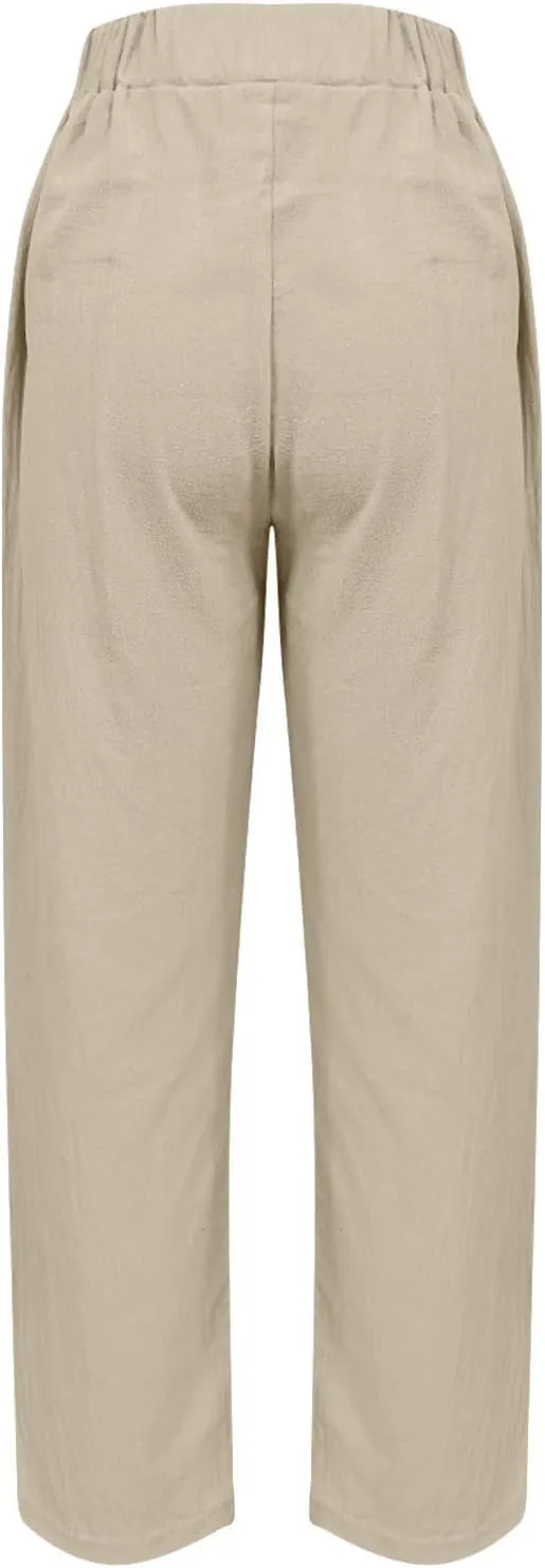 Cropped Wide Leg Pants for Women Tailored Pants Elastic Waist Pant Drawstring Pants Journey Flowy Beach Pants