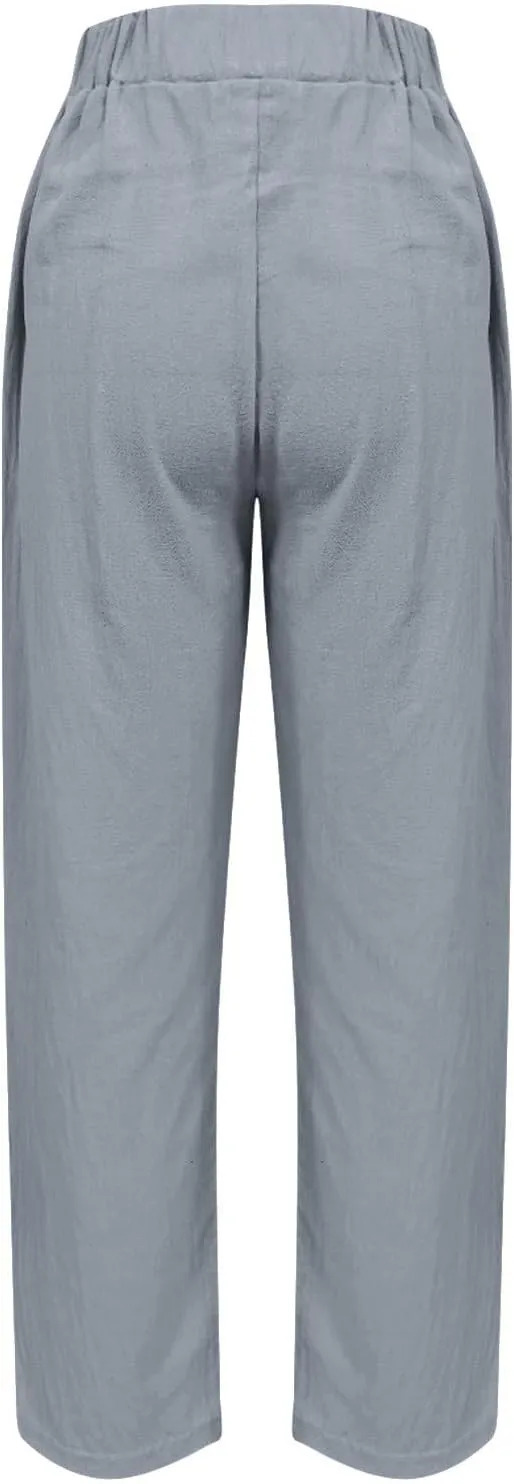 Cropped Wide Leg Pants for Women Tailored Pants Elastic Waist Pant Drawstring Pants Journey Flowy Beach Pants