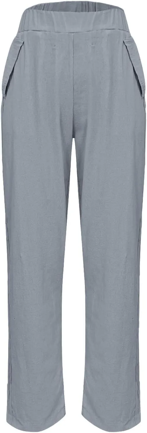 Cropped Wide Leg Pants for Women Tailored Pants Elastic Waist Pant Drawstring Pants Journey Flowy Beach Pants