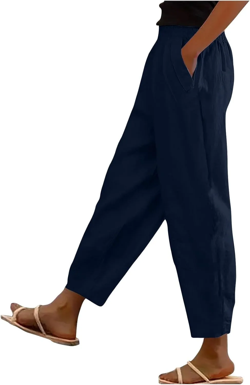 Cropped Wide Leg Pants for Women Tailored Pants Elastic Waist Pant Drawstring Pants Journey Flowy Beach Pants