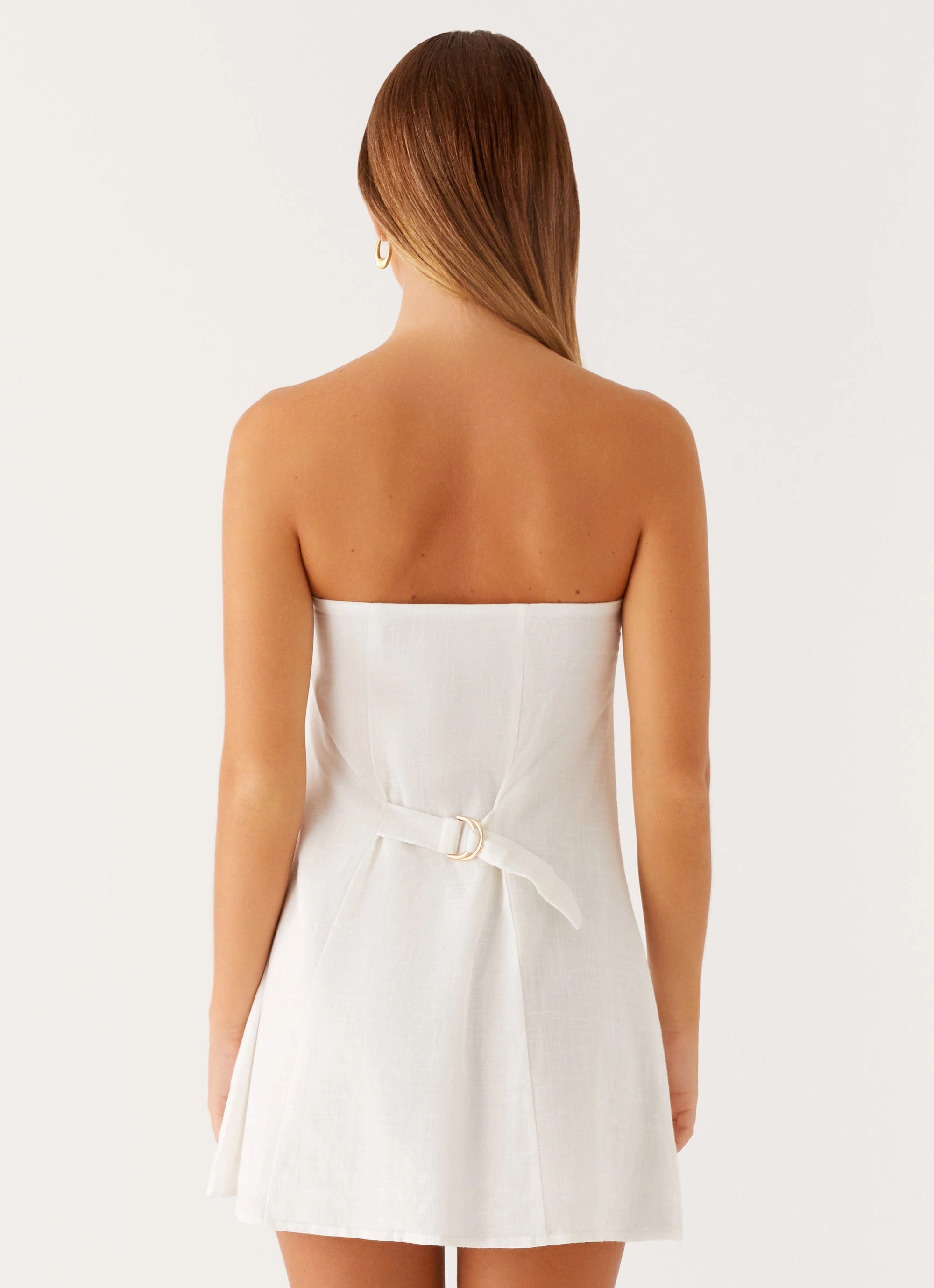 Belt Waist Hazel Mini Dress - White