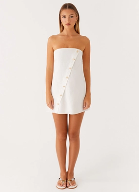 Hazel Mini Dress - White Charming Comfort
